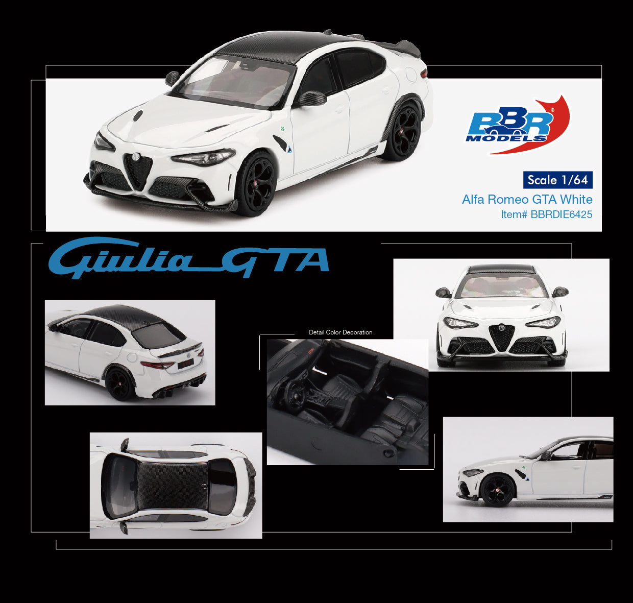 BBR 1:64 Alfa Romeo Giulia GTA  White Die-Cast Model Car