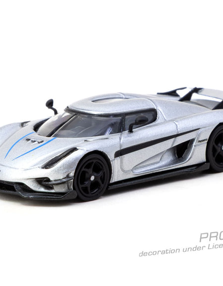 Tarmac Works 1:64 Koenigsegg Regera  Silver Metallic Blue Accents