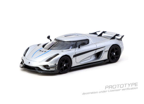 Load image into Gallery viewer, Tarmac Works 1:64 Koenigsegg Regera  Silver Metallic Blue Accents
