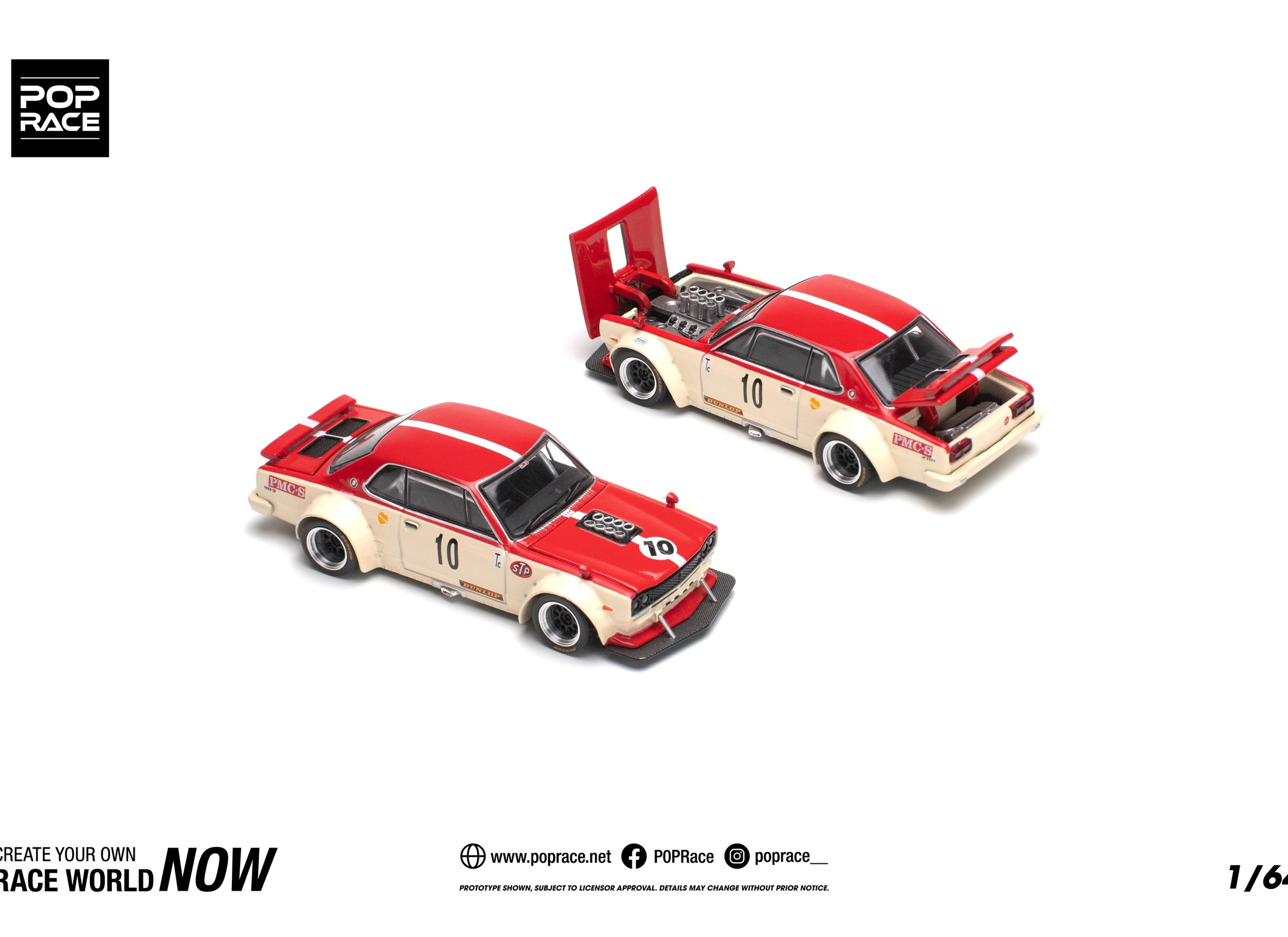 POPRACE 1/64 NISSAN SKYLINE GT-R V8 DRIFT (HAKOSUKA) - WATANABE Model