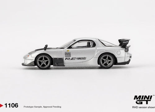 Load image into Gallery viewer, MINI GT #1106 Mazda RX-7 RE-Amemiya Silver Metallic RHD Model Car
