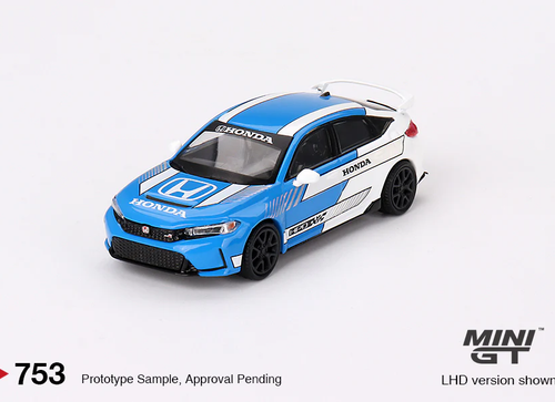 Load image into Gallery viewer, Mini GT #753 1/64 Honda Civic Type R #3 2023 Pace Car Blue Model Car
