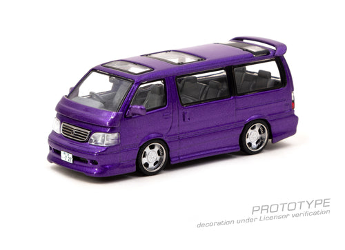 Load image into Gallery viewer, Tarmac Works Diecast Car 1/64 Toyota Hiace Wagon Custom Purple
