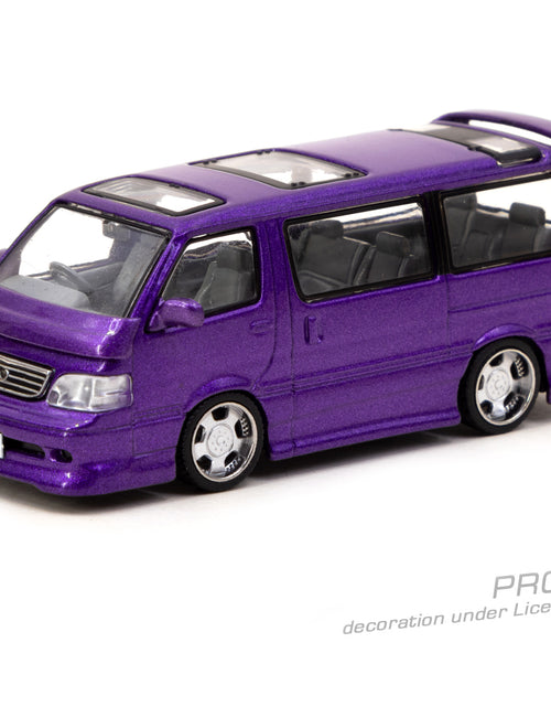 Load image into Gallery viewer, Tarmac Works Diecast Car 1/64 Toyota Hiace Wagon Custom Purple
