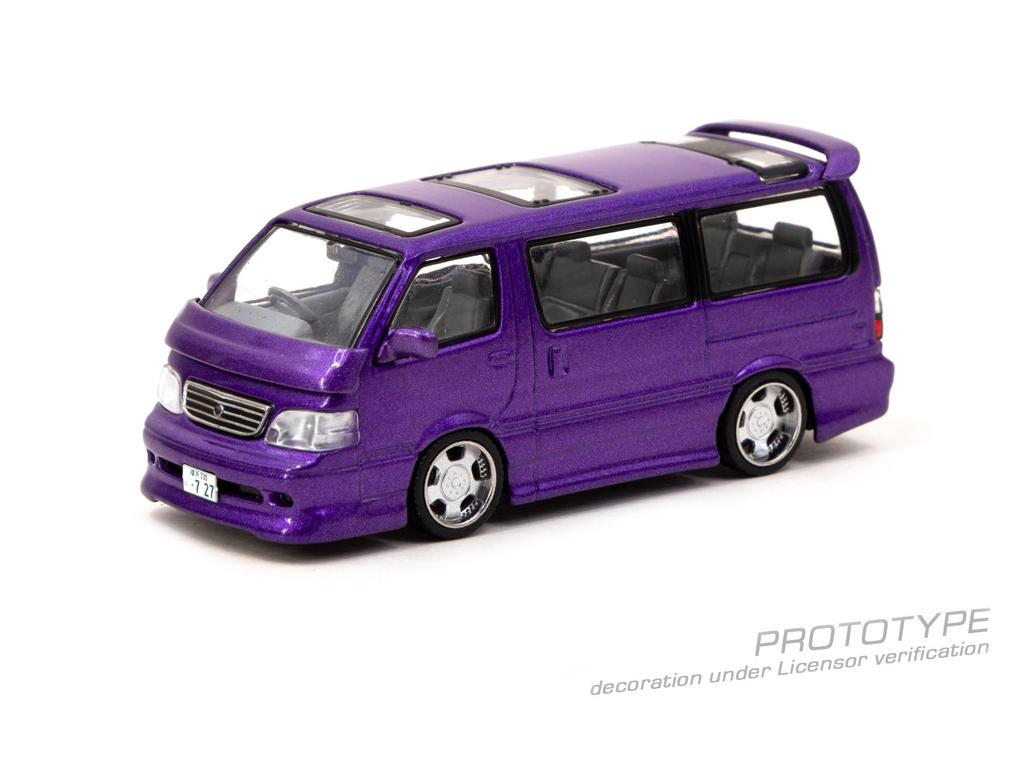 Tarmac Works Diecast Car 1/64 Toyota Hiace Wagon Custom Purple