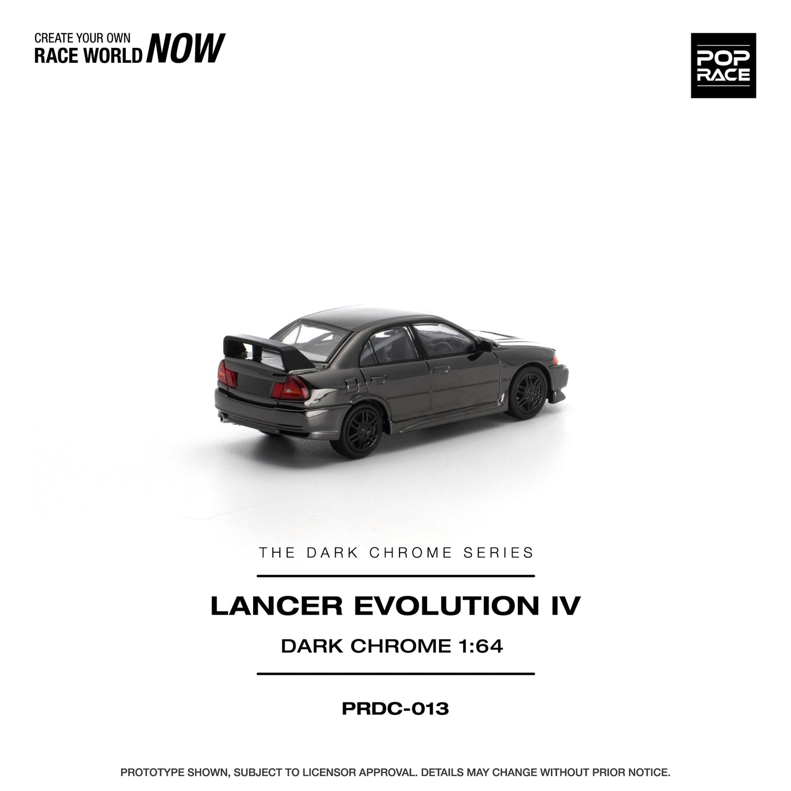 (Pre-order) POPRACE 1/64 - LANCER EVOLUTION IV DARK CHROME Diecast Model Car