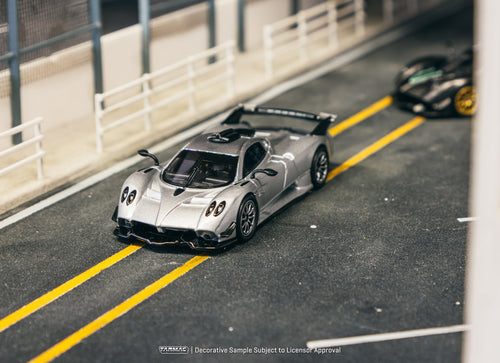 Load image into Gallery viewer, Tarmac Works 1/64 Pagani Huayra R Satin Silver Diecast Model Car
