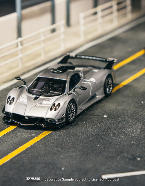 Load image into Gallery viewer, Tarmac Works 1/64 Pagani Huayra R Satin Silver Diecast Model Car

