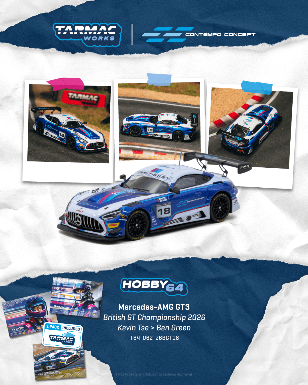 (Pre-order) Tarmac Works 1/64 Mercedes-AMG GT3 British GT Championship 2026