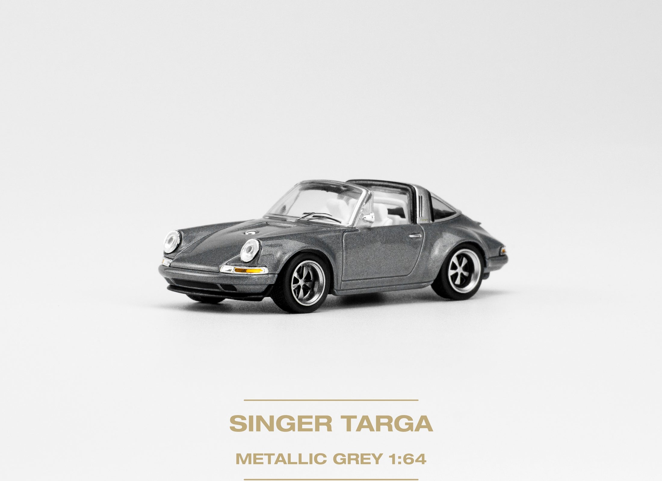 POPRACE 1/64 SINGER TARGA METALLIC GREY Diecaset Model Car