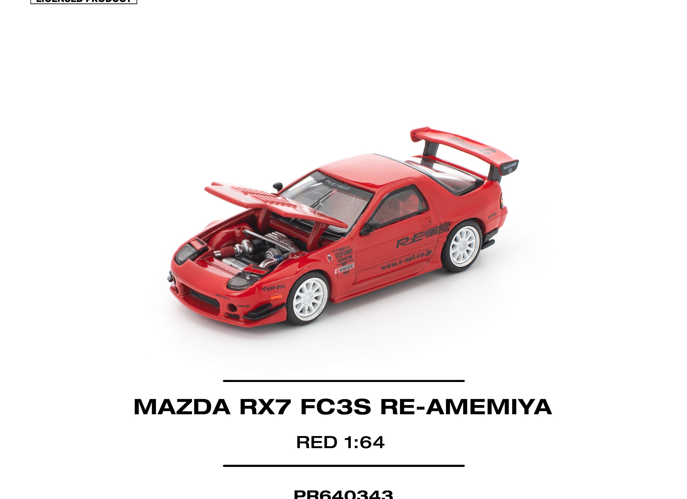 (Pre-order) POPRACE 1/64 MAZDA RX7 FC3S RE-AMEMIYA RED Diecast Model Car