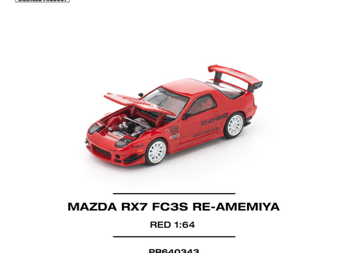 Load image into Gallery viewer, (Pre-order) POPRACE 1/64 MAZDA RX7 FC3S RE-AMEMIYA RED Diecast Model Car

