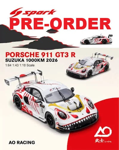 (Pre-order) Spark 1/64 Porsche GT3 R No.8 AO Racing Winner Suzuka 1000km 2026