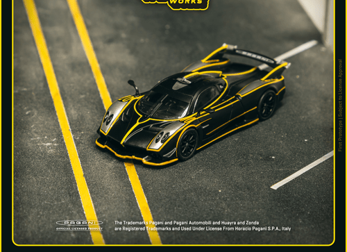 Load image into Gallery viewer, Tarmac Works 1/64 Pagani Huayra R Matt Black / Silver Model Car
