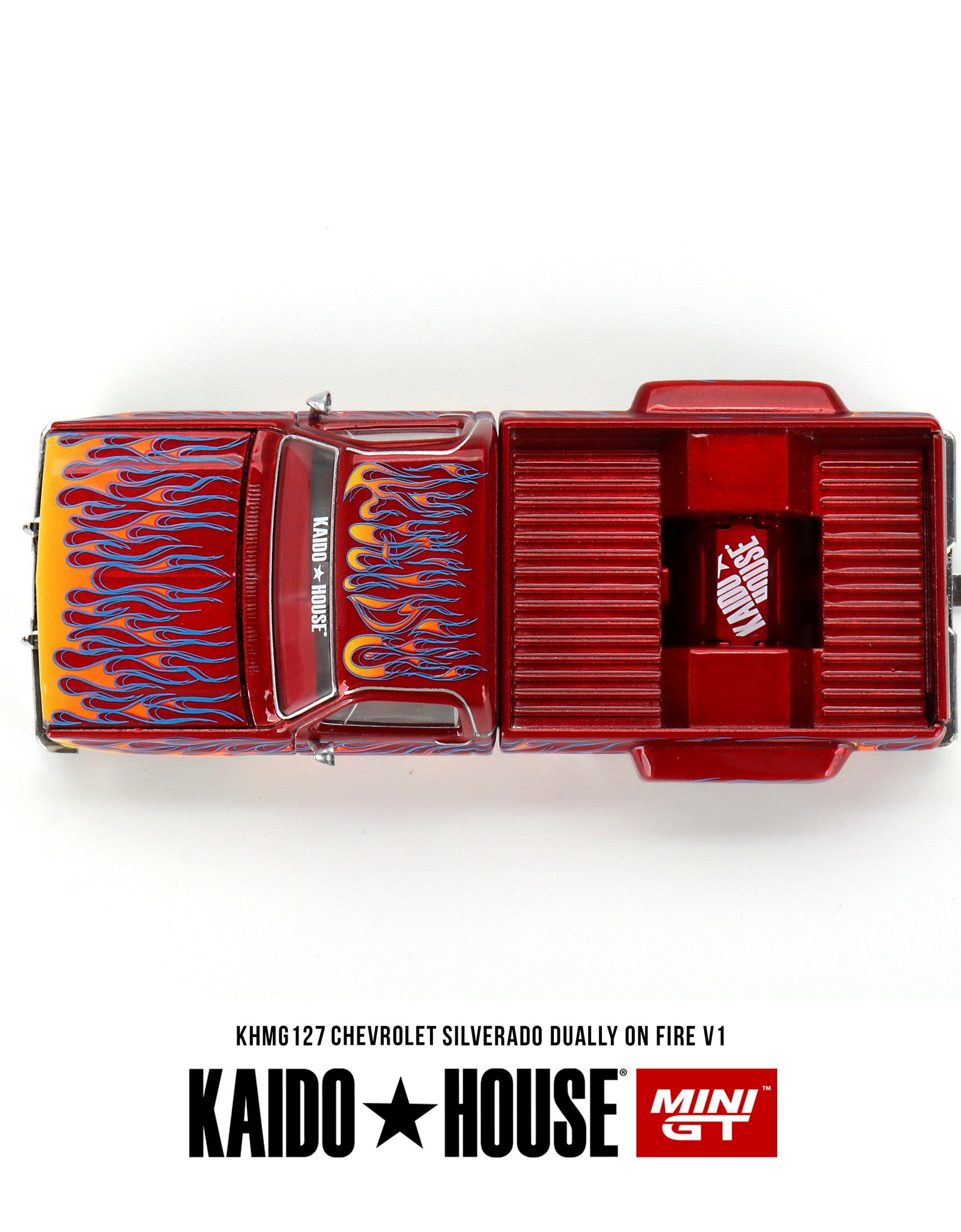 Mini GT x Kaido House 1/64 Chevrolet Silverado Dually on Fire V1