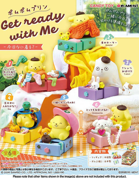 Re-ment Pompompurin Get Ready With Me -What Should I Wear Today? Box set (6pcs)