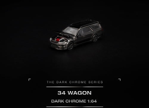 Load image into Gallery viewer, (Pre-order) POP RACE R34 WAGON DARK CHROME Opening Front Detailed Engine PRDC018
