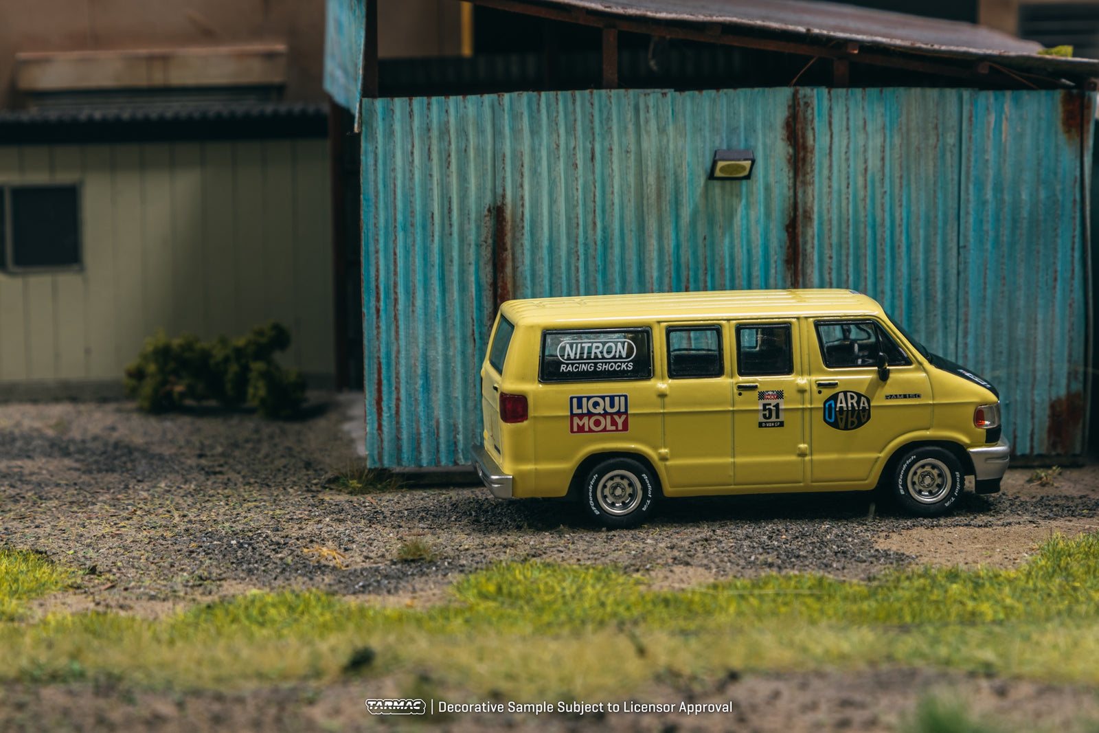 Tarmac Works 1/64 Dodge Van Yellow Diecast Model Car