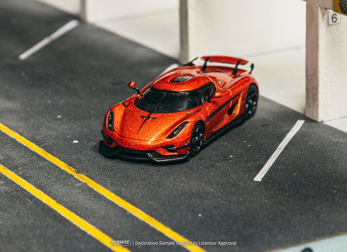 Load image into Gallery viewer, Tarmac Works 1/64 Koenigsegg Regera  Orange Metallic / Black Stripes
