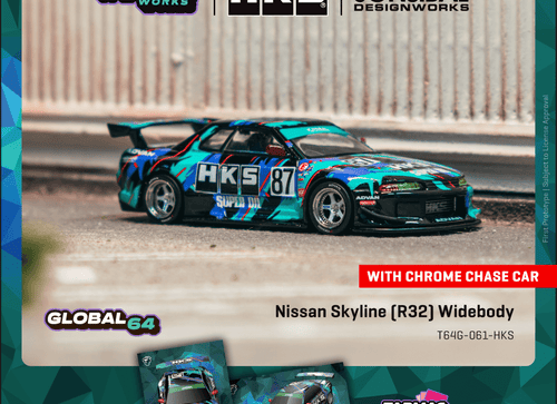 Load image into Gallery viewer, Tarmac Works 1:64 Nissan Skyline (R32) Widebody HKS Model Car
