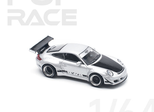 Load image into Gallery viewer, POPRACE 1/64 RWB 997 Silver Diecast Model Car

