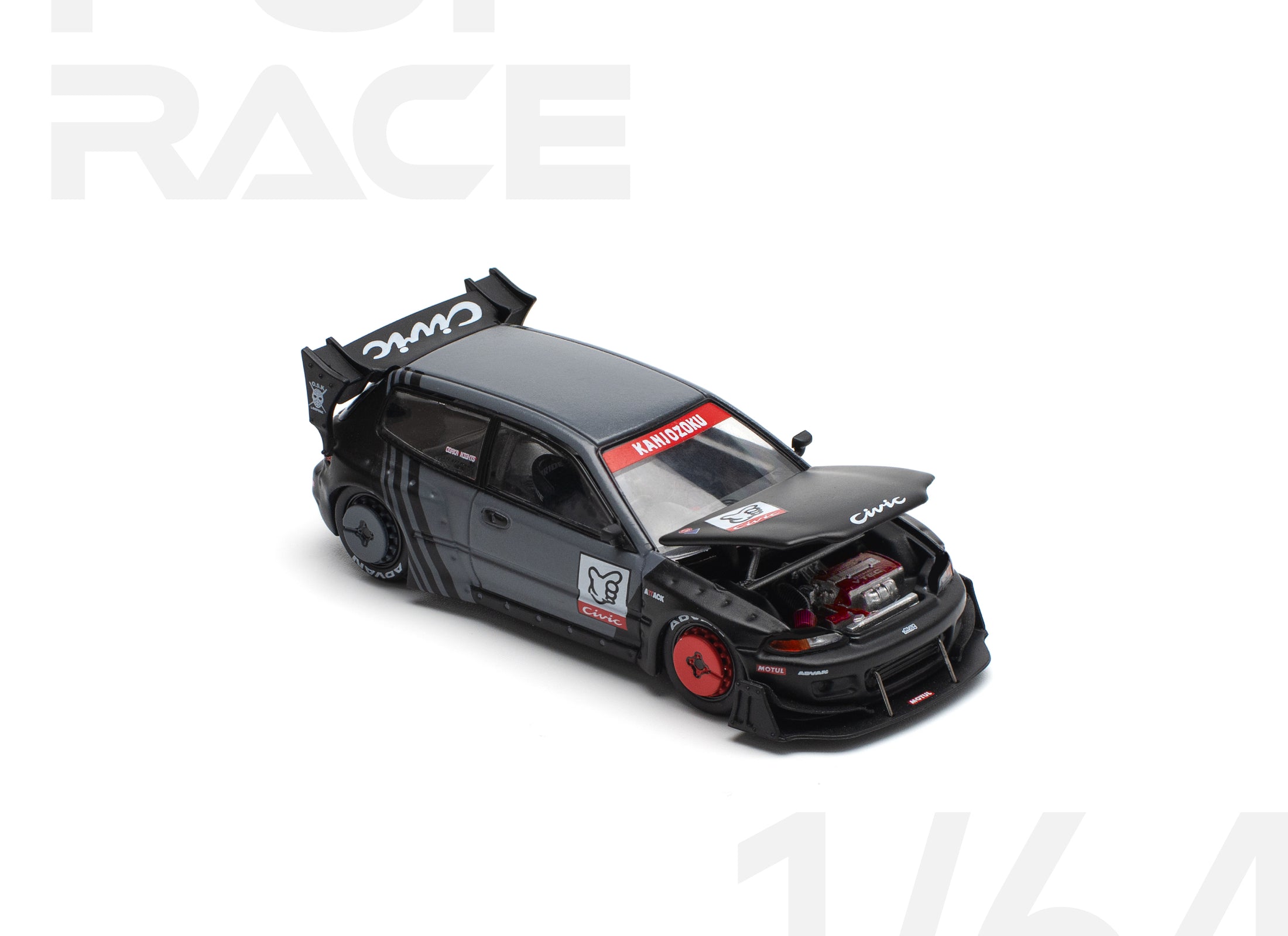 POPRACE 1/64 PANDEM CIVIC EG6 "KANJOZOKU" Diecast Model Car