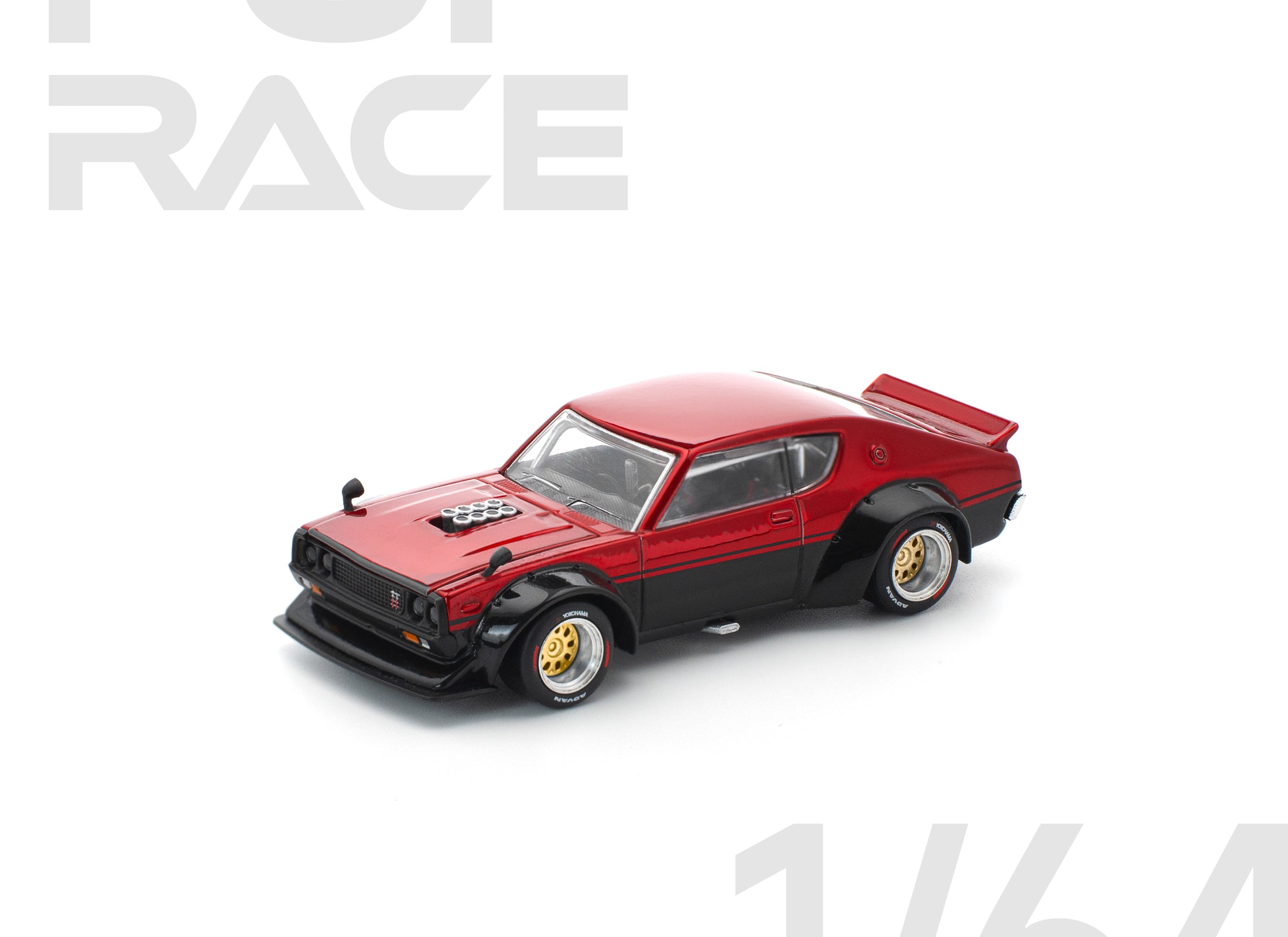 (Pre-order) POPRACE 1/64 KPGC110 KENMERI - RED/BLACK Diecast Model Car
