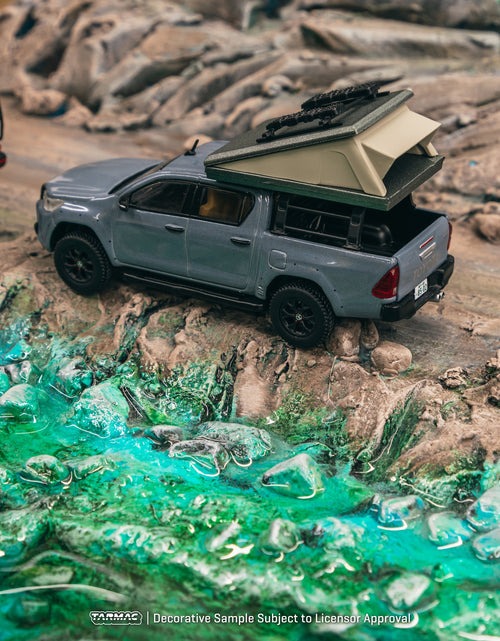 Load image into Gallery viewer, Tarmac Works 1/64 Toyota Hilux  Grey - With camping tent Diecast Car
