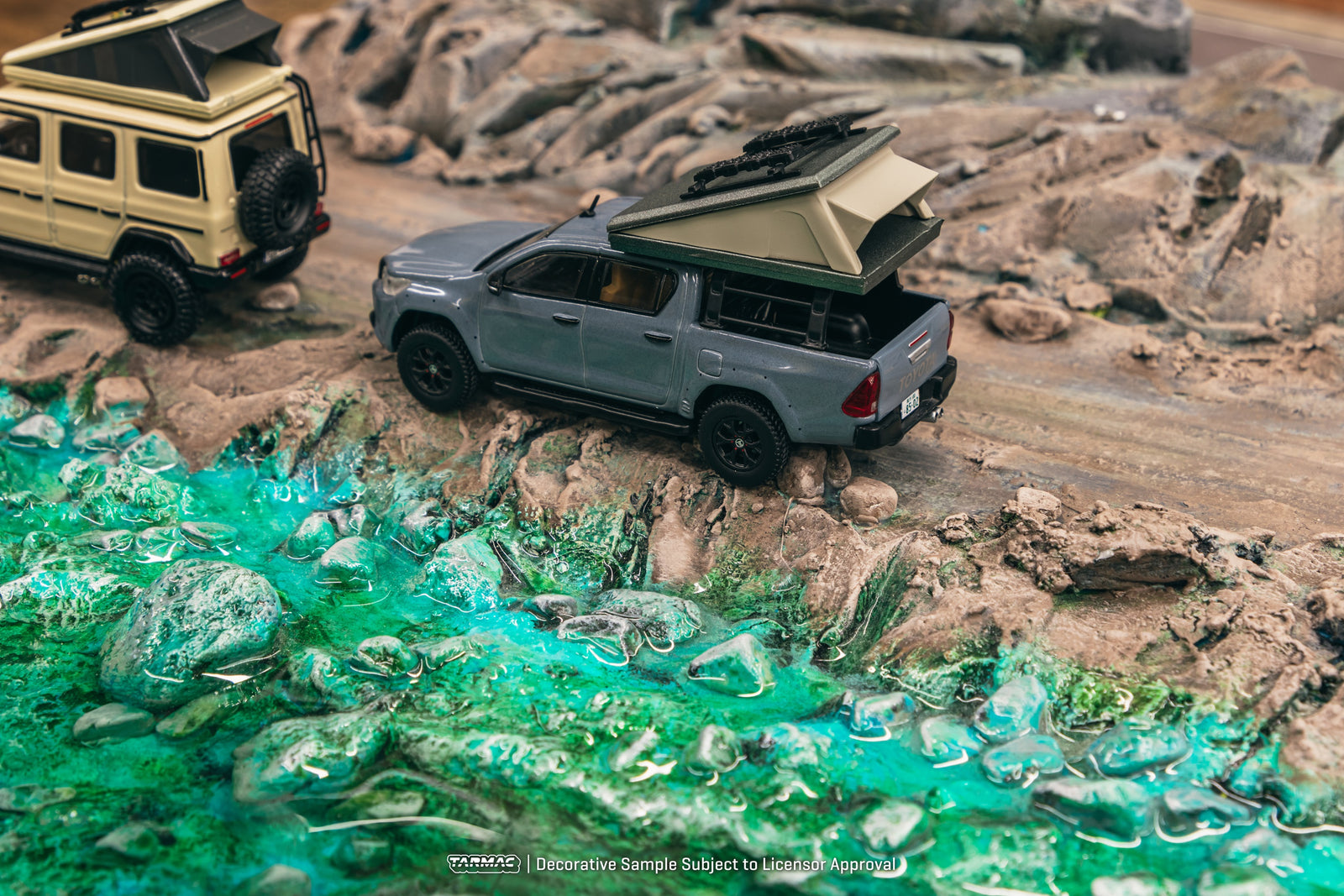 Tarmac Works 1/64 Toyota Hilux  Grey - With camping tent Diecast Car