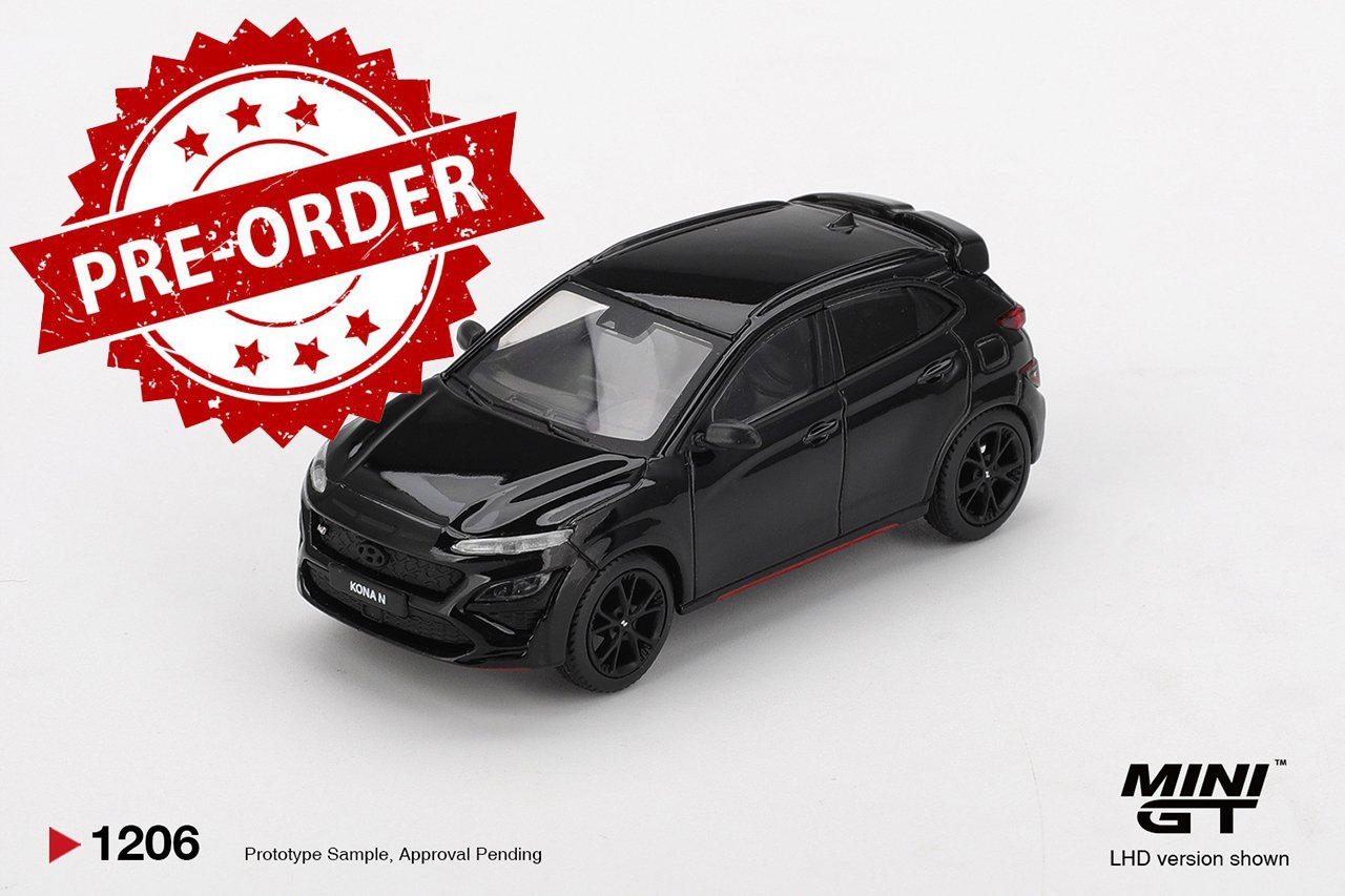 (Pre-order) MINI GT #1206 1/64 Hyundai KONA N Phantom Black Diecast Model Car