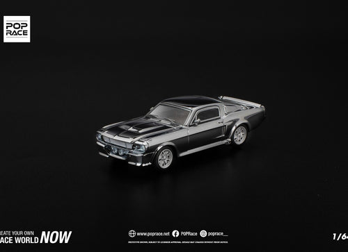 Load image into Gallery viewer, (Pre-order) POPRACE 1/64 SHELBY MUSTANG GT500 - SILVER CHROME Model Car
