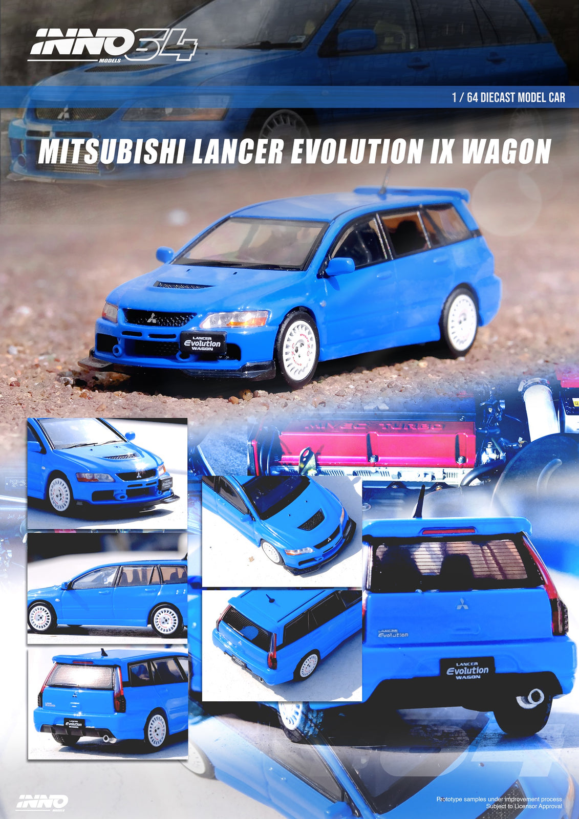 INNO64 1/64 die-cast mitsubishi lancer evolution ix wagon blue