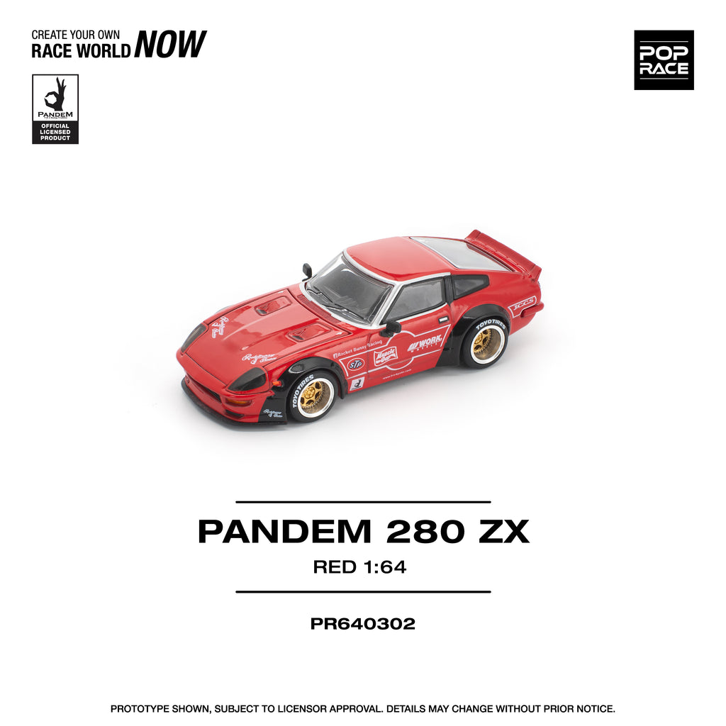 (Pre-order) POPRACE 1/64 PANDEM 280ZX RED (NEW TOOLING) Diecast Model Car