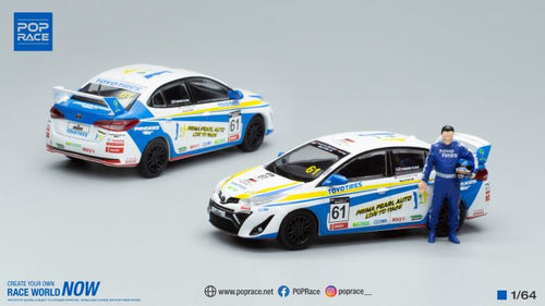 Load image into Gallery viewer, POPRACE 1/64 Die-cast Car GR VIOS MALAYSIA SEASON 4 TENGKU DJAN 61 (w/ Figure)
