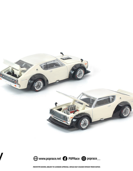 (Pre-order) POP RACE 1/64 KPGC110 KENMERI WHITE Diecast Model Car