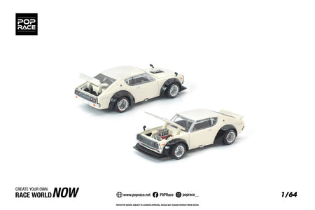(Pre-order) POP RACE 1/64 KPGC110 KENMERI WHITE Diecast Model Car
