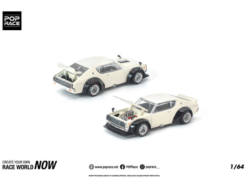 Load image into Gallery viewer, (Pre-order) POP RACE 1/64 KPGC110 KENMERI WHITE Diecast Model Car
