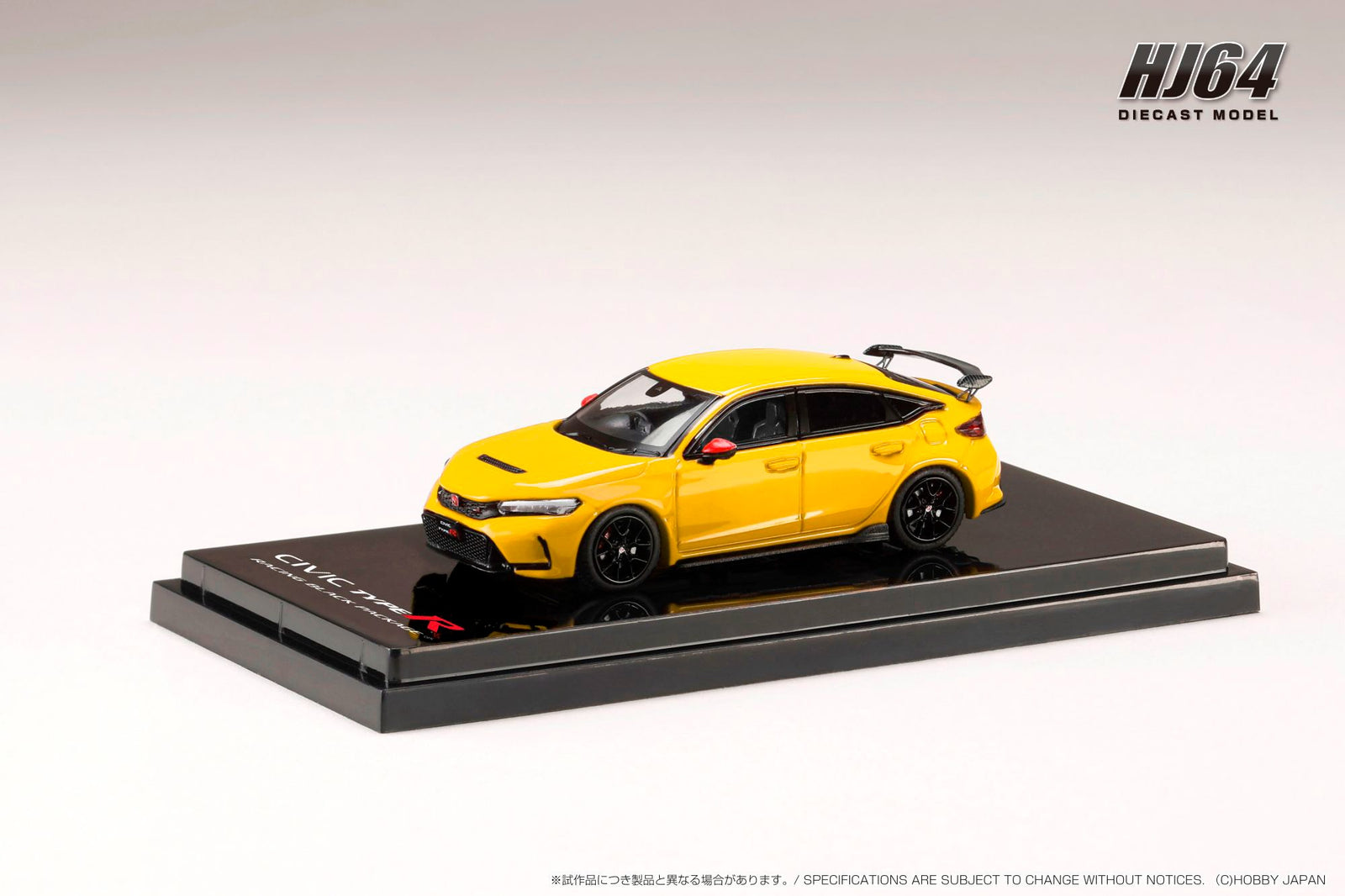 Hobby JAPAN 1/64 1/64 Honda CIVIC TYPE R (FL5) RACING BLACK Package Yellow Car