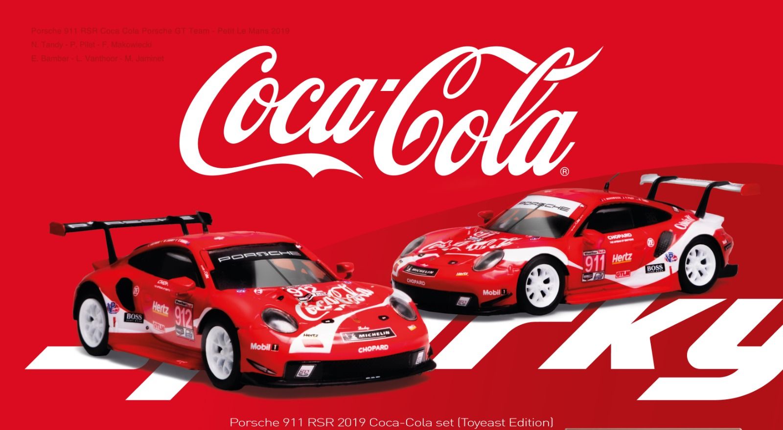 SPARKY 1/64 PORSCHE 911 RSR 2019 COCA-COLA #911 #912 PETIT LEMANS CAR SET