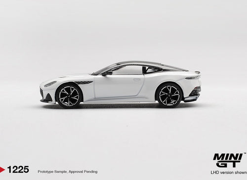 Load image into Gallery viewer, MINI GT #1225 Aston Martin DBS Stratus White LHD Diecast Model Car
