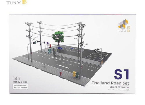 Load image into Gallery viewer, TINY City scale 1:64 Street Diorama Painted Model - S1 Thailand Road Set
