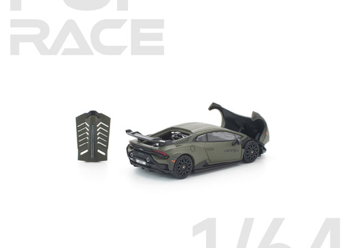 Load image into Gallery viewer, (Pre-order) POP RACE 1/64 lamborghini huracan sto verde turbine matt #pr640347
