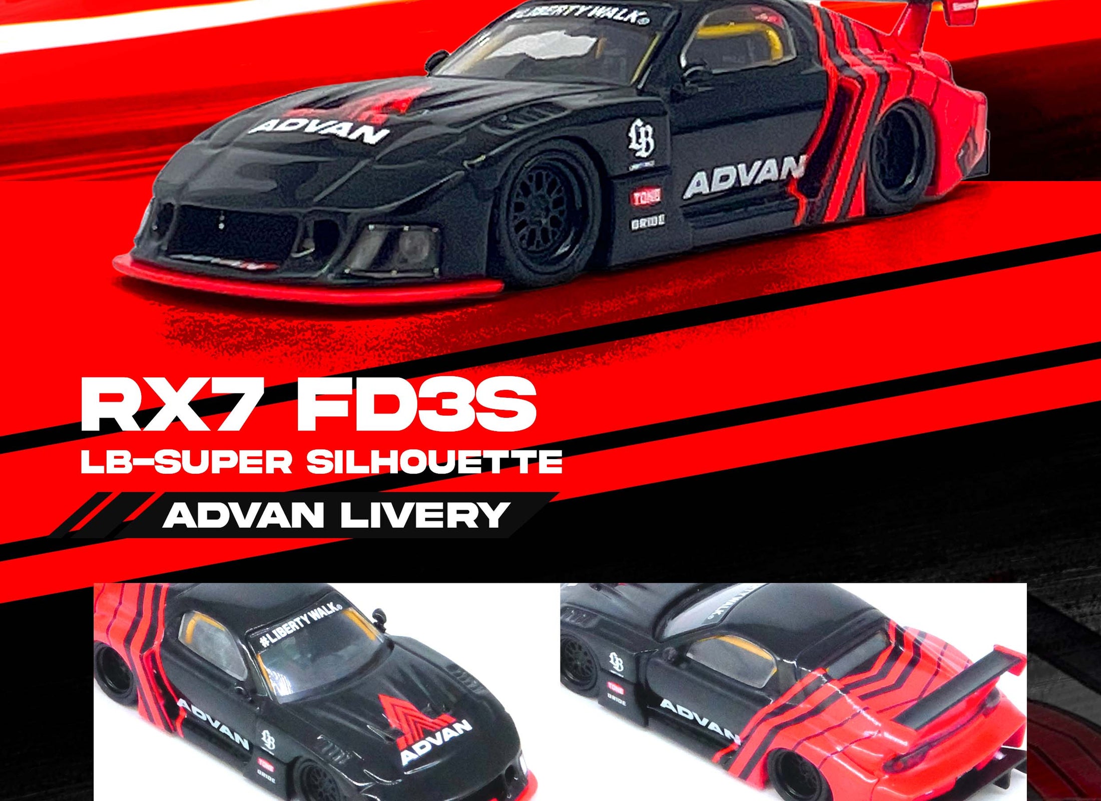 INNO64 1/64 LBWK Mazda rx7 (fd3s) lb-super silhouette "advan livery"