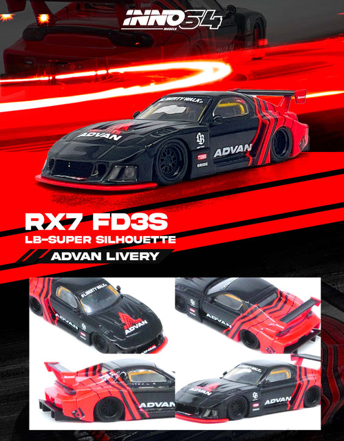 Load image into Gallery viewer, INNO64 1/64 LBWK MAZDA RX7 (FD3S) LB-SUPER SILHOUETTE &quot;ADVAN LIVERY&quot;
