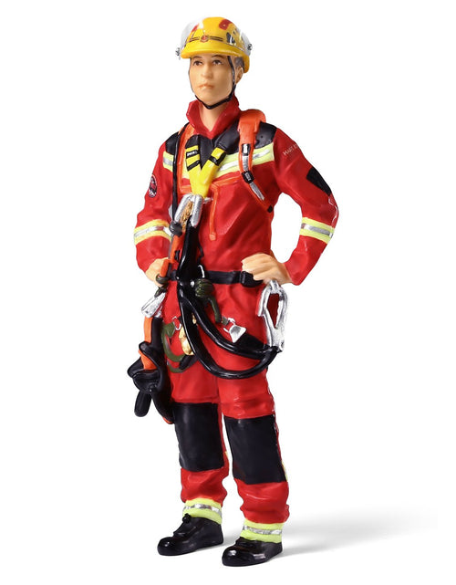 Load image into Gallery viewer, TINY 1/18 Resin Figure #21 Hong Kong Fireman Firefighter HART Red 10.3 cm Tall
