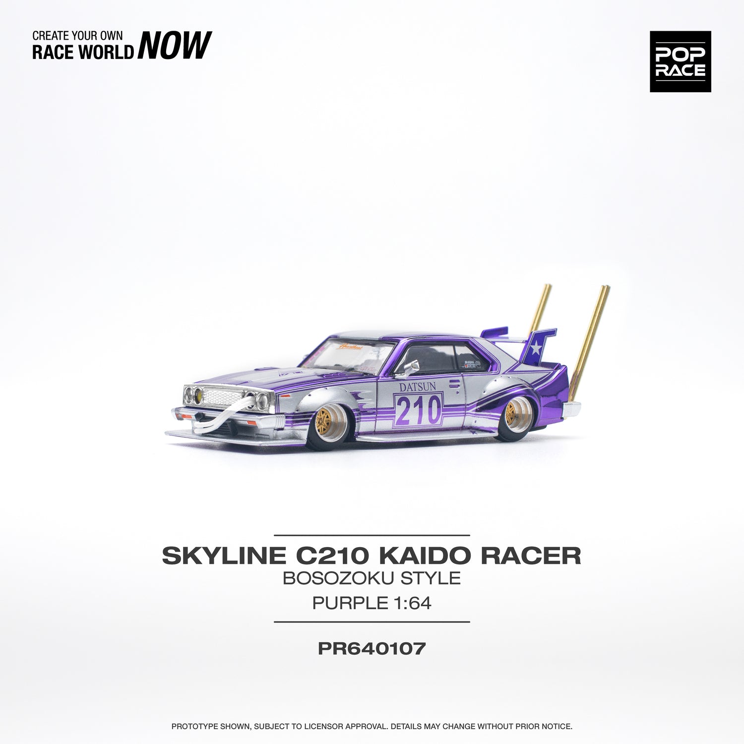 POPRACE 1/64 Skyline C210 Kaido Racer (Bosozoku Style) Purple