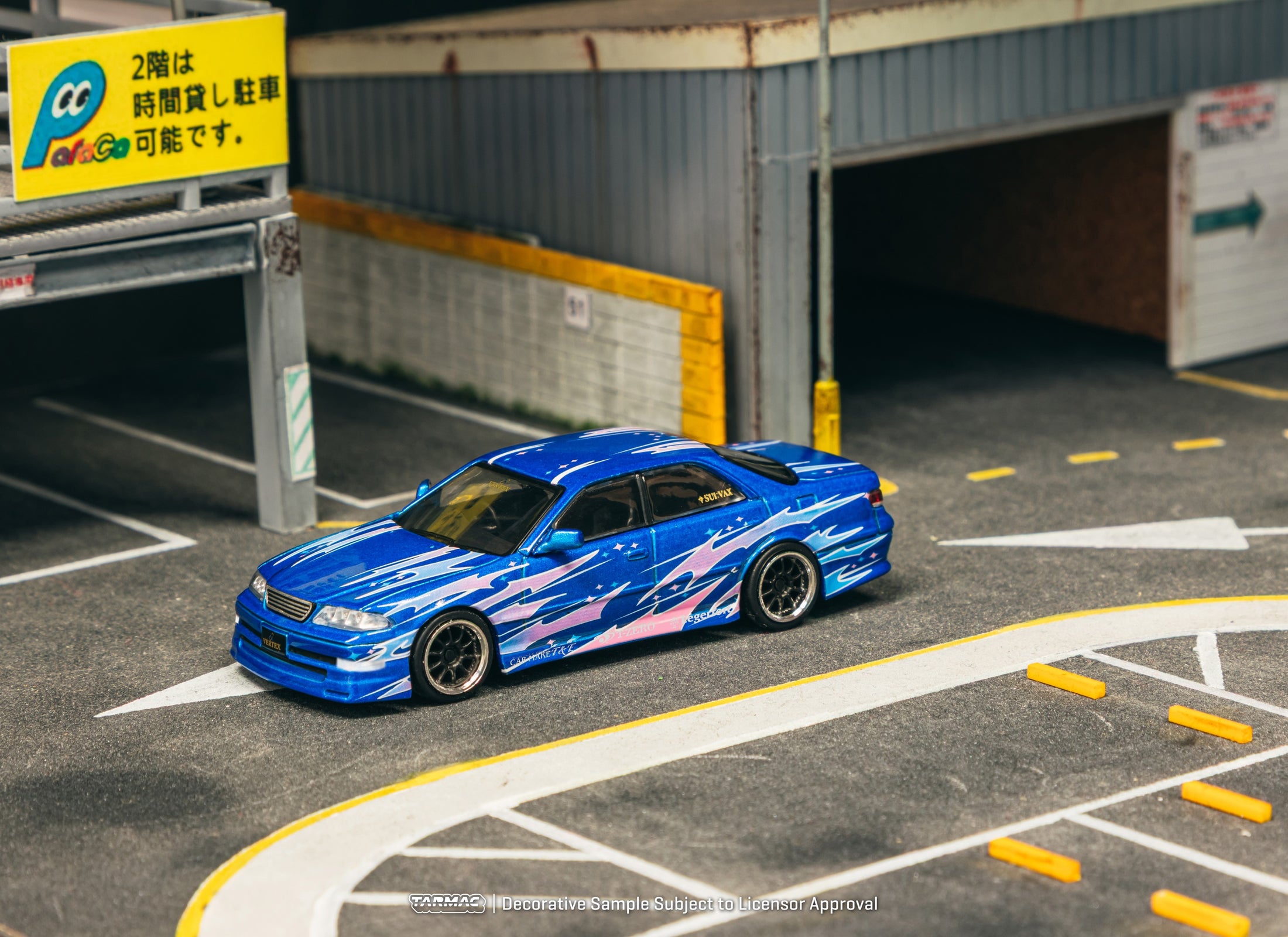 Tarmac Works 1/64 VERTEX Toyota Mark II JZX100 Blue Metallic Model