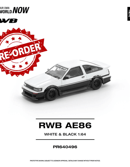 (Pre-order) POP RACE 1/64 RWB AE86 WHITE BLACK Diecast Model Car #PR640496