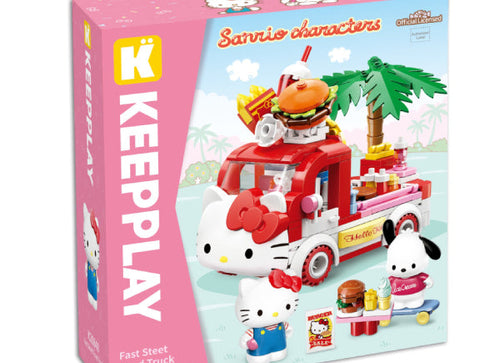 Load image into Gallery viewer, Qman Keeppley Hello Kitty &amp; Pochacco's Fast Street Food Truck Building Blocks
