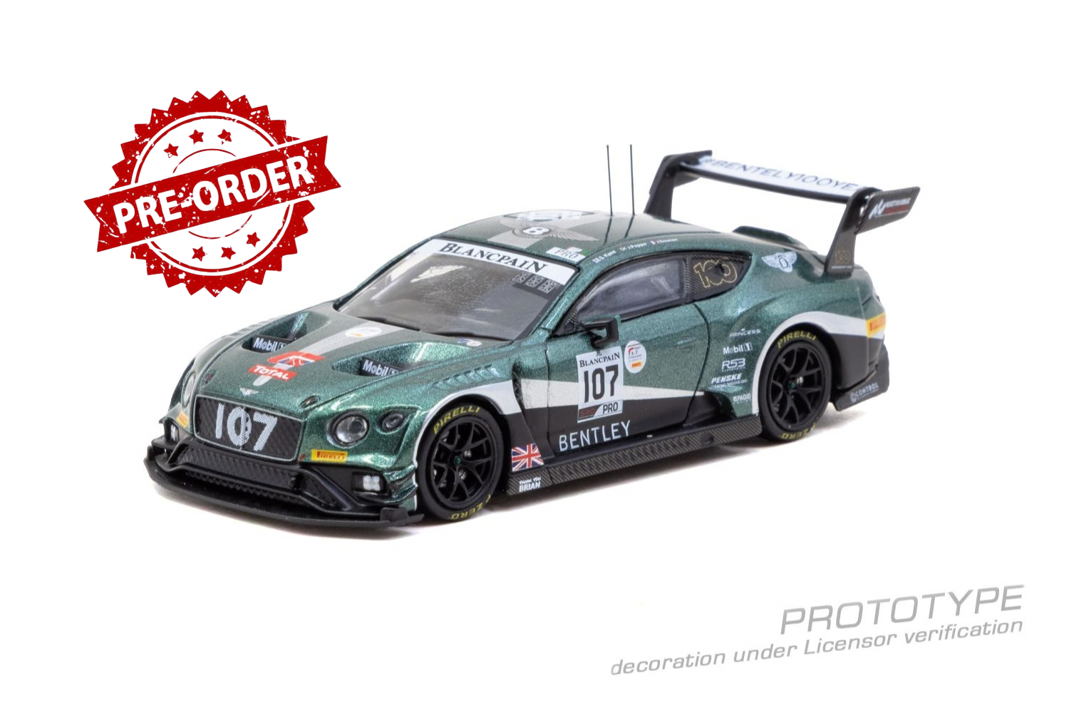 (Pre-order) Tarmac Works 1/64 Bentley Continental GT3 24 Hours of Spa 2019